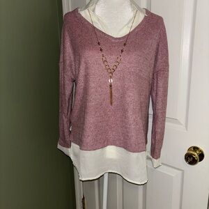 French Laundry Sweater Blouse Pink